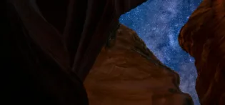 Night Sky seen from a slot canyon in Utah